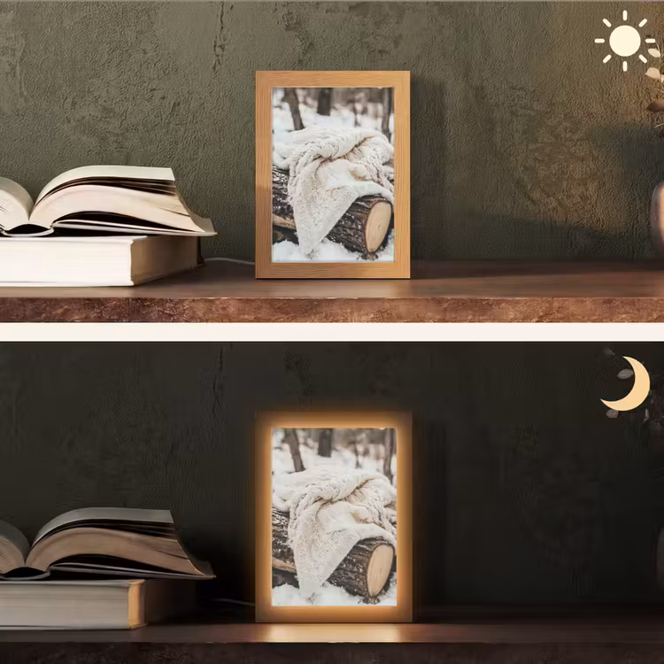 Deken - Wit - Boomstronk - Winter - Sneeuw Light Box met kabel (Tafellamp) klein -sfeer3