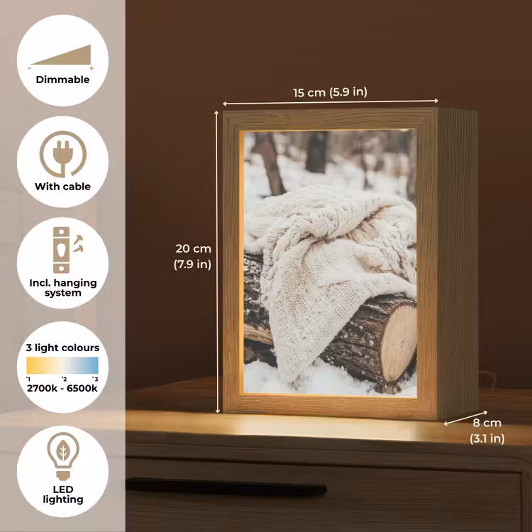 Deken - Wit - Boomstronk - Winter - Sneeuw Light Box met kabel (Tafellamp) klein -USP_EN