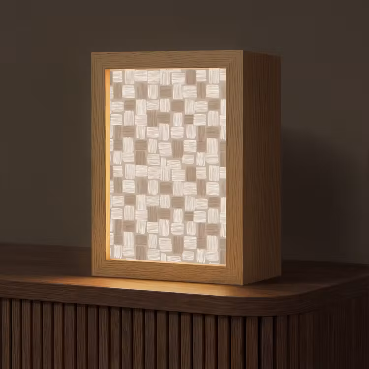 Blok - Patroon - Bruin Light Box met kabel (Tafellamp) klein 925 -z3d_website