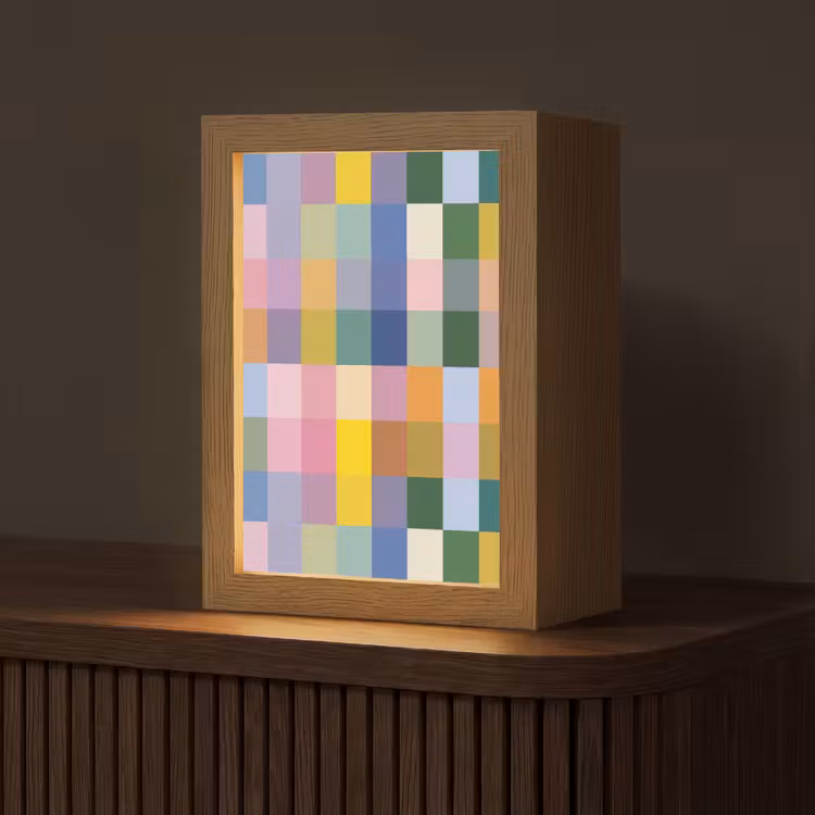 Blokken - Vierkant - Patroon - Gekleurd Light Box met kabel (Tafellamp) klein -z3d_website