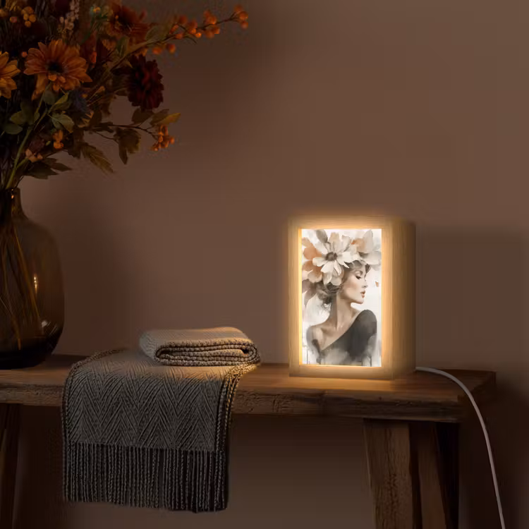 Bloesem - Portret - Gezicht Light Box met kabel (Tafellamp) klein -sfeer4