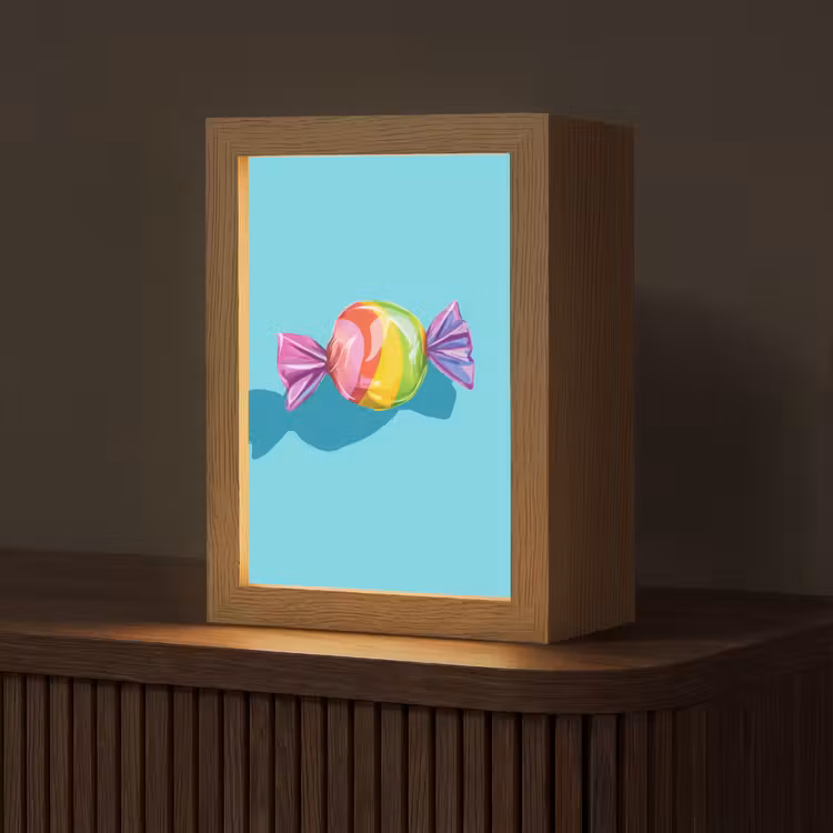 Blauw - Snoep - Regenboog Light Box met kabel (Tafellamp) klein -z3d_website