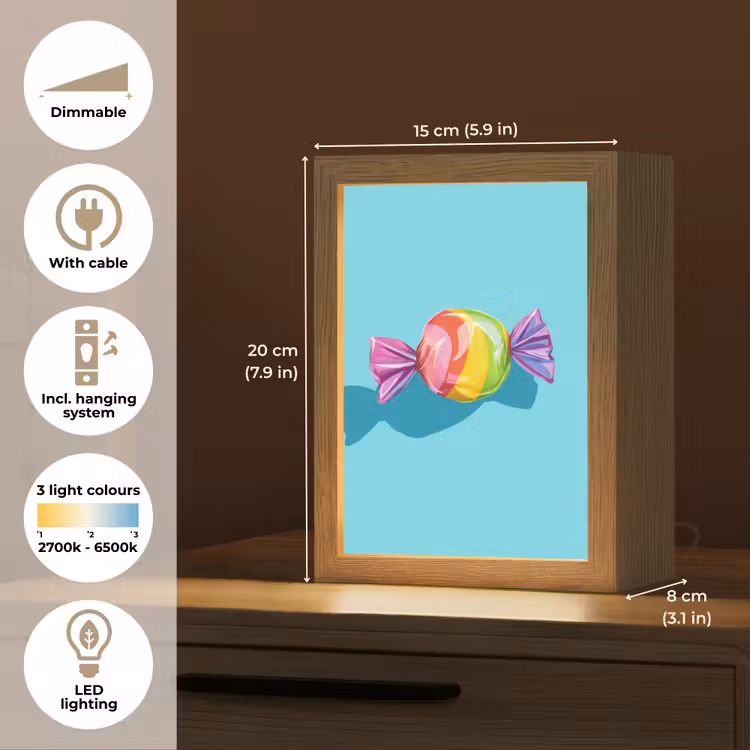 Blauw - Snoep - Regenboog Light Box met kabel (Tafellamp) klein -USP_EN