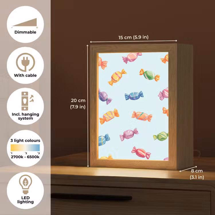 Blauw - Patroon - Snoep Light Box met kabel (Tafellamp) klein -USP_EN