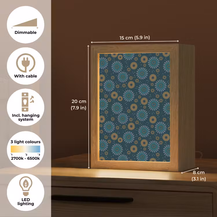 Blauw - Patroon - Retro Light Box met kabel (Tafellamp) klein 925 -USP_EN