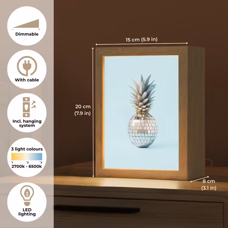 Blauw - Ananas - Disco - Discobal Light Box met kabel (Tafellamp) klein -USP_EN