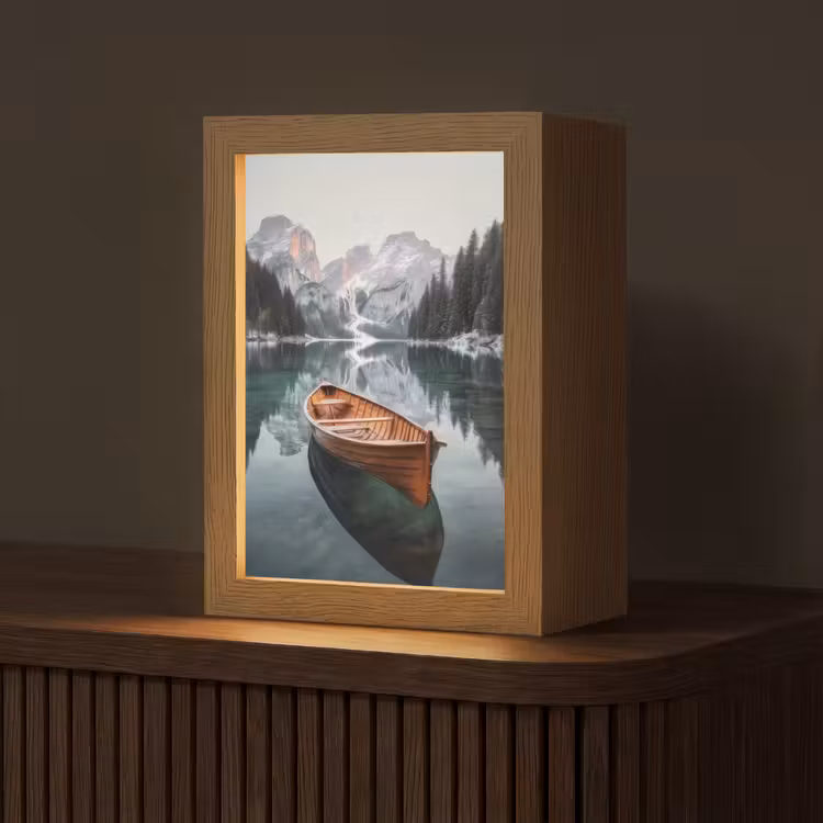 Boot - Bergen - Natuur - Water Light Box met kabel (Tafellamp) klein -z3d_website