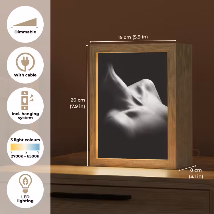 Lichaam - Vormen - Abstract - Zwart - Wit - Sensueel Light Box met kabel (Tafellamp) klein -USP_EN