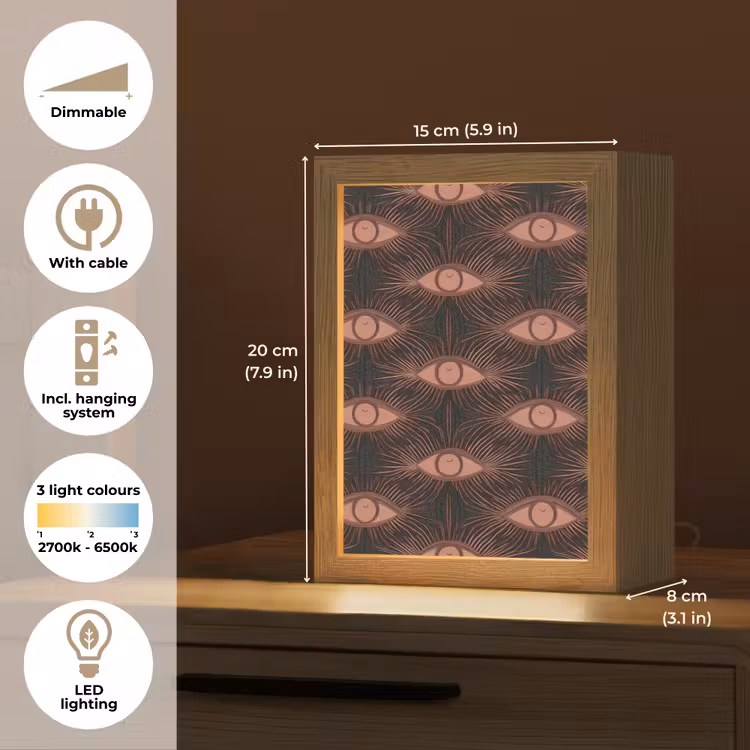 Boheems - Oog - Bruin Light Box met kabel (Tafellamp) klein 925 -USP_EN