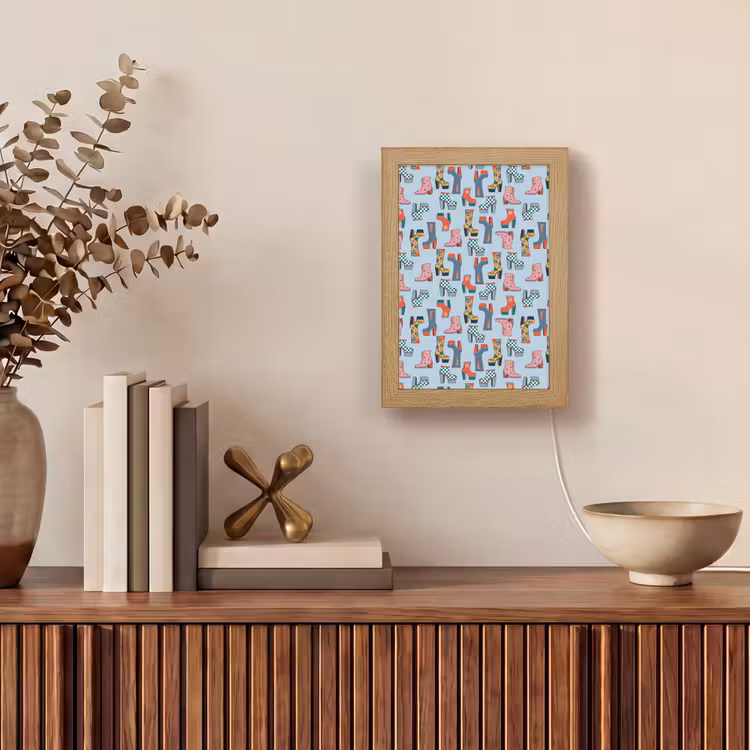 Laarzen - Patroon - Disco Light Box met kabel (Tafellamp) klein 925 -sfeer2