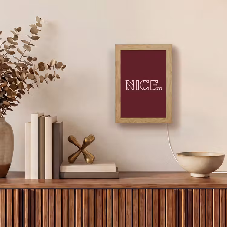 Bordeaux - Nice - minimalistisch Light Box met kabel (Tafellamp) klein -sfeer2