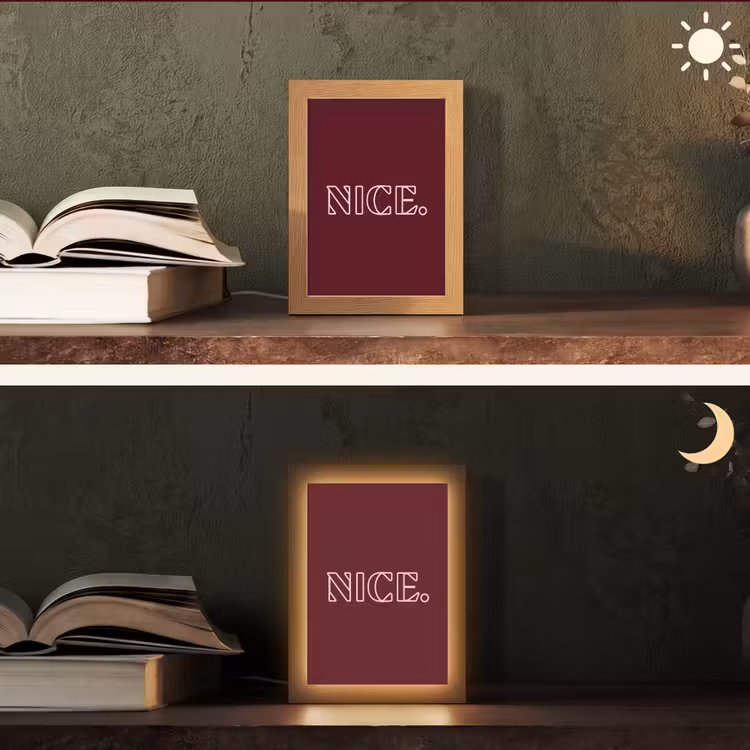 Bordeaux - Nice - minimalistisch Light Box met kabel (Tafellamp) klein -sfeer3