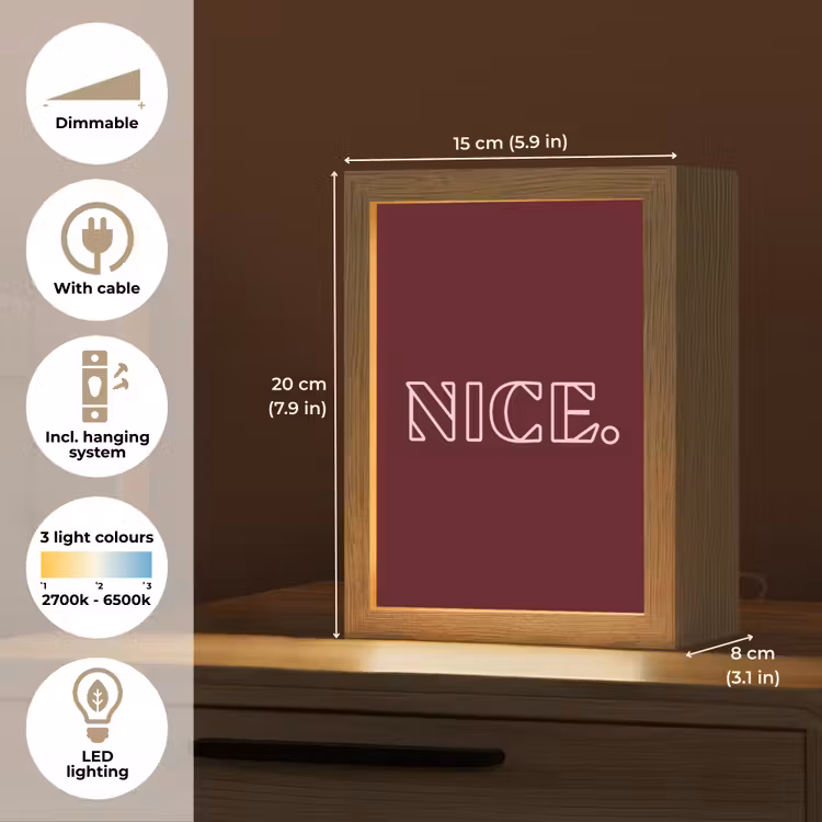 Bordeaux - Nice - minimalistisch Light Box met kabel (Tafellamp) klein -USP_EN