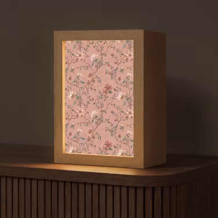 Botanisch - Bloemen - Roze Light Box met kabel (Tafellamp) klein 925 -z3d_website