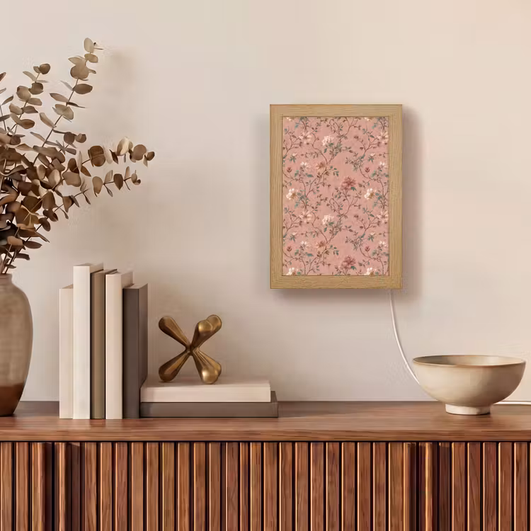 Botanisch - Bloemen - Roze Light Box met kabel (Tafellamp) klein 925 -sfeer2
