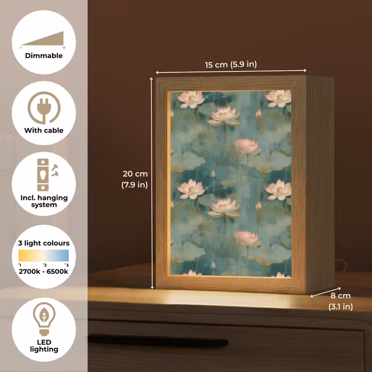 Botanisch - Bloemen - Roze Light Box met kabel (Tafellamp) klein 925 -USP_EN