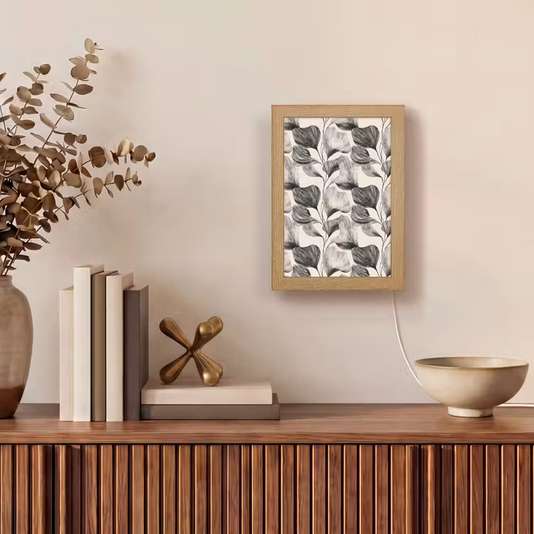 Botanisch - Bladeren - Zwart Light Box met kabel (Tafellamp) klein 925 -sfeer2