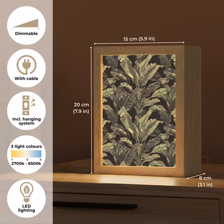 Botanisch - Bladeren - Groen Light Box met kabel (Tafellamp) klein 925 -USP_EN