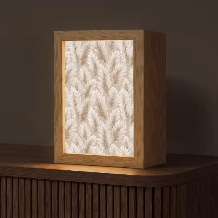 Botanisch - Patroon - Beige Light Box met kabel (Tafellamp) klein 925 -z3d_website