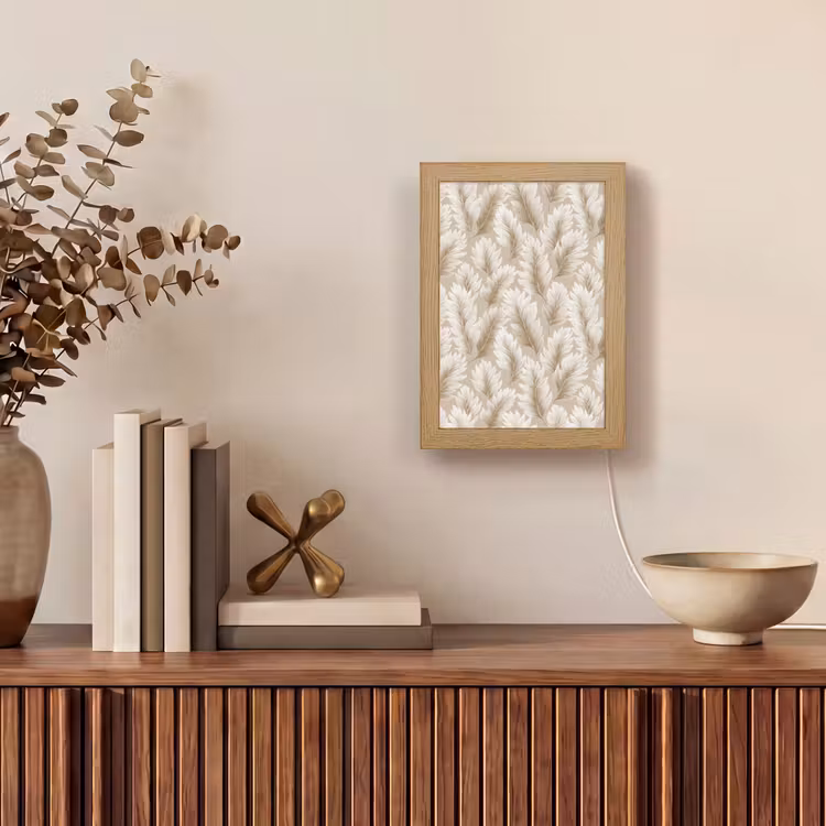 Botanisch - Patroon - Beige Light Box met kabel (Tafellamp) klein 925 -sfeer2