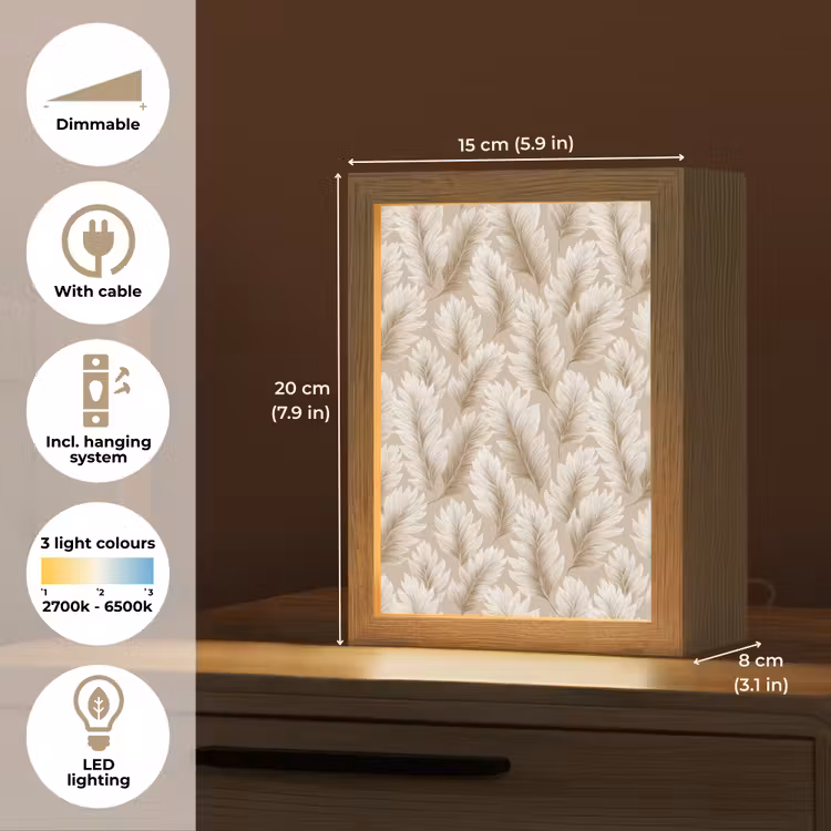 Botanisch - Patroon - Beige Light Box met kabel (Tafellamp) klein 925 -USP_EN