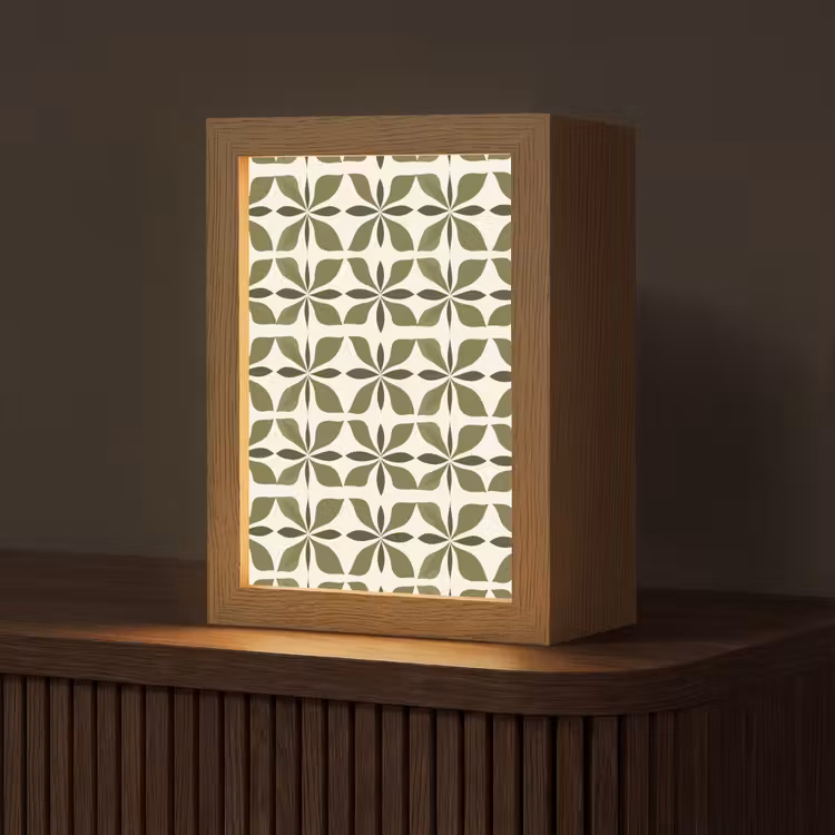 Botanisch - Retro - Groen Light Box met kabel (Tafellamp) klein 925 -z3d_website
