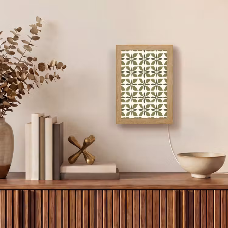 Botanisch - Retro - Groen Light Box met kabel (Tafellamp) klein 925 -sfeer2