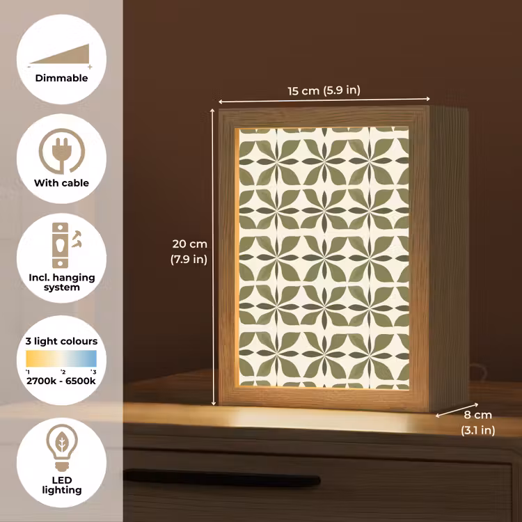 Botanisch - Retro - Groen Light Box met kabel (Tafellamp) klein 925 -USP_EN