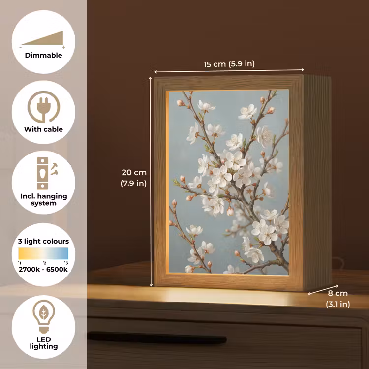 Botanisch - Stilleven - Blauw Light Box met kabel (Tafellamp) klein -USP_EN