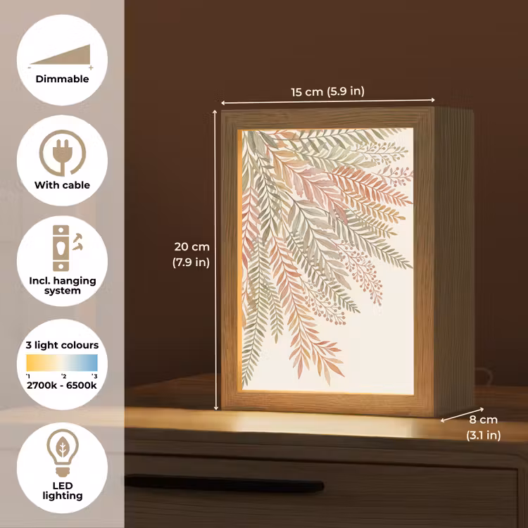Botanisch - Aquarel - Kleurrijk Light Box met kabel (Tafellamp) klein -USP_EN