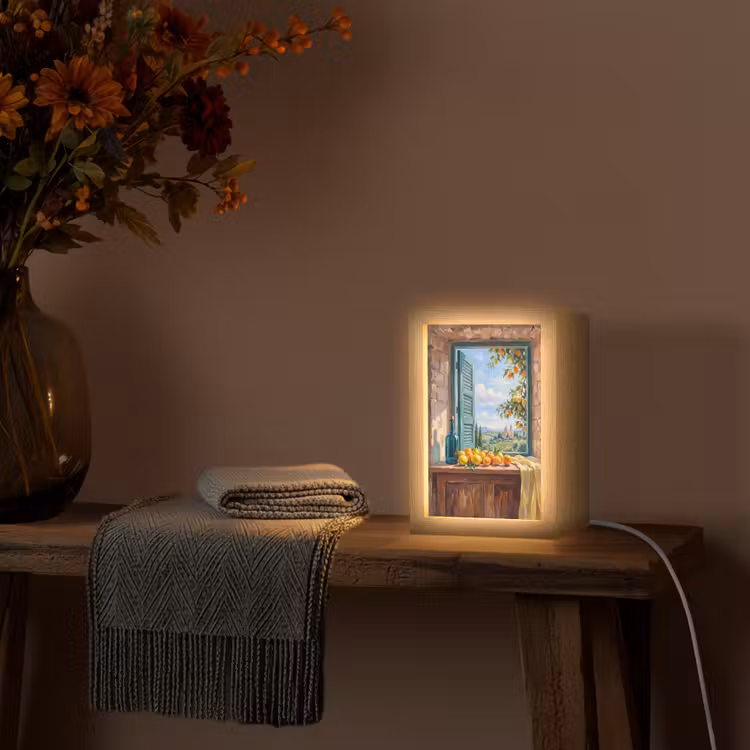 Table Lamp - Bottle - Fruit - Still Life - Fles - Fruit - Stilleven Light Box met kabel (Tafellamp) klein