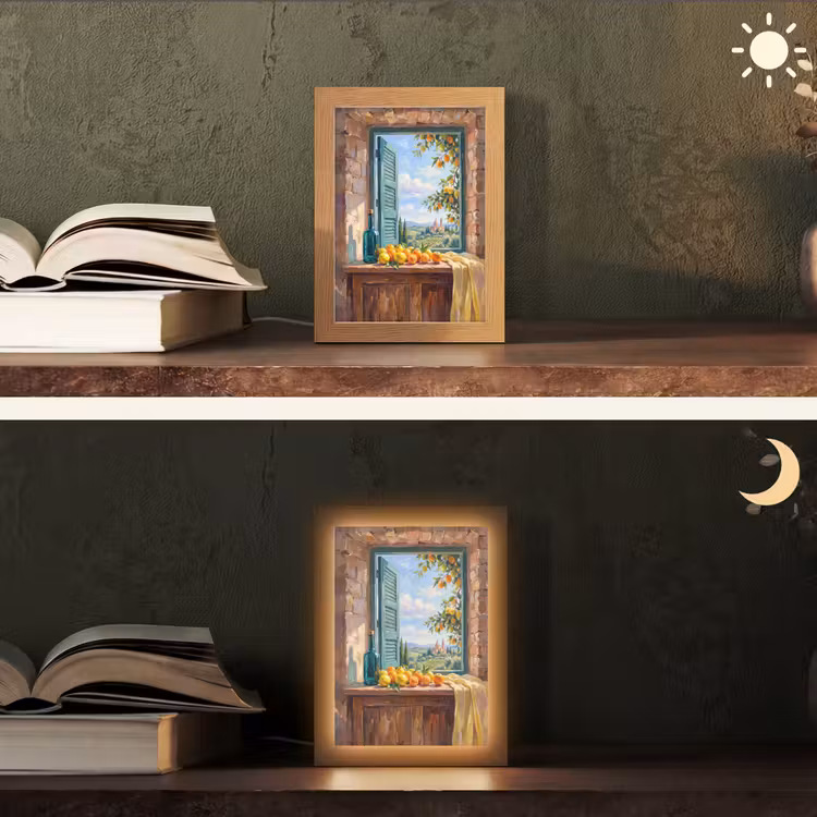 Table Lamp - Bottle - Fruit - Still Life - Fles - Fruit - Stilleven Light Box met kabel (Tafellamp) klein