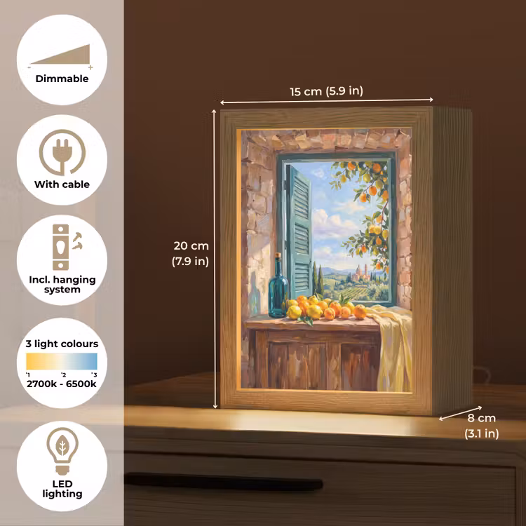 Table Lamp - Bottle - Fruit - Still Life - Fles - Fruit - Stilleven Light Box met kabel (Tafellamp) klein