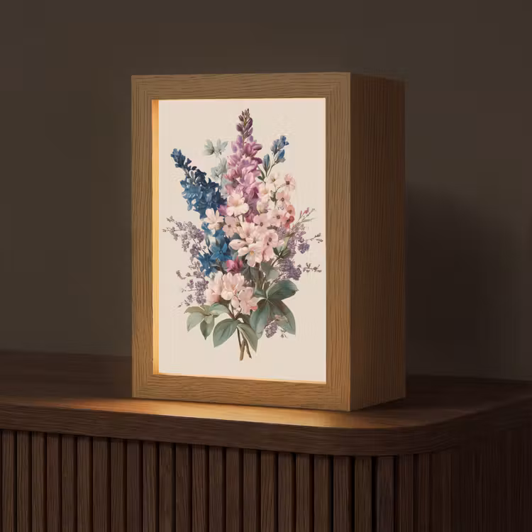 Boeket - Beige - Harmonieus - Subtiel Light Box met kabel (Tafellamp) klein -z3d_website
