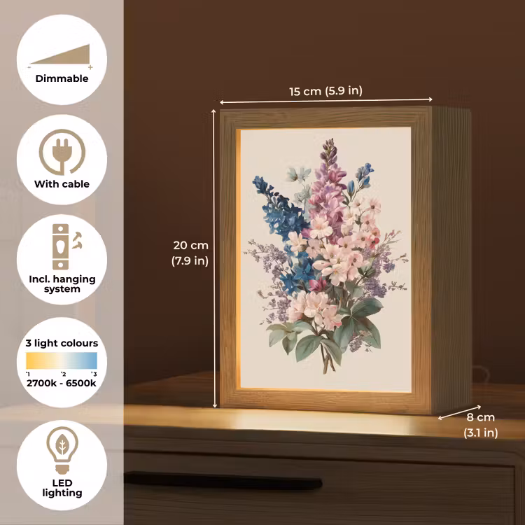 Boeket - Beige - Harmonieus - Subtiel Light Box met kabel (Tafellamp) klein -USP_EN