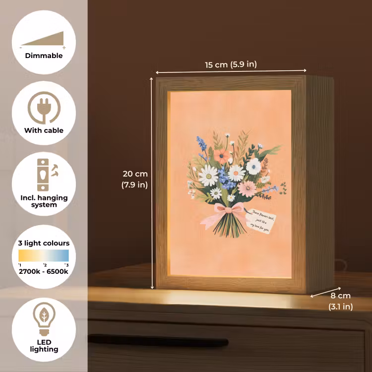 Boeket - Strikje - Quote Light Box met kabel (Tafellamp) klein -USP_EN