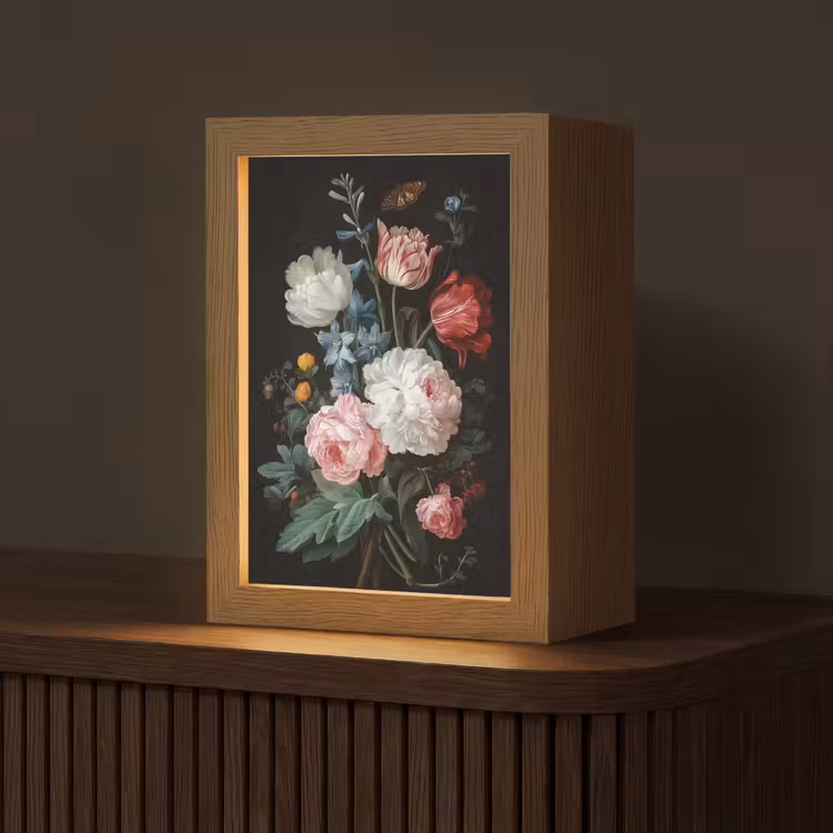 Boeket - Kleurrijk - Klassiek Light Box met kabel (Tafellamp) klein -z3d_website
