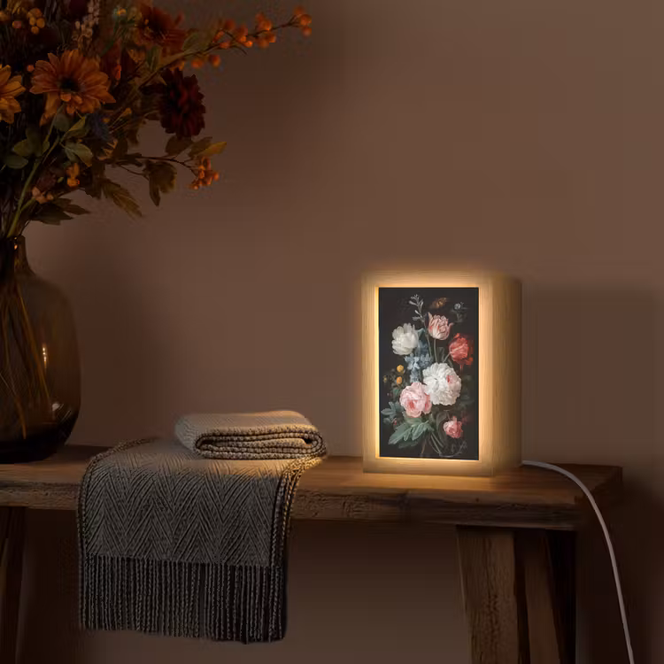 Boeket - Kleurrijk - Klassiek Light Box met kabel (Tafellamp) klein -sfeer4