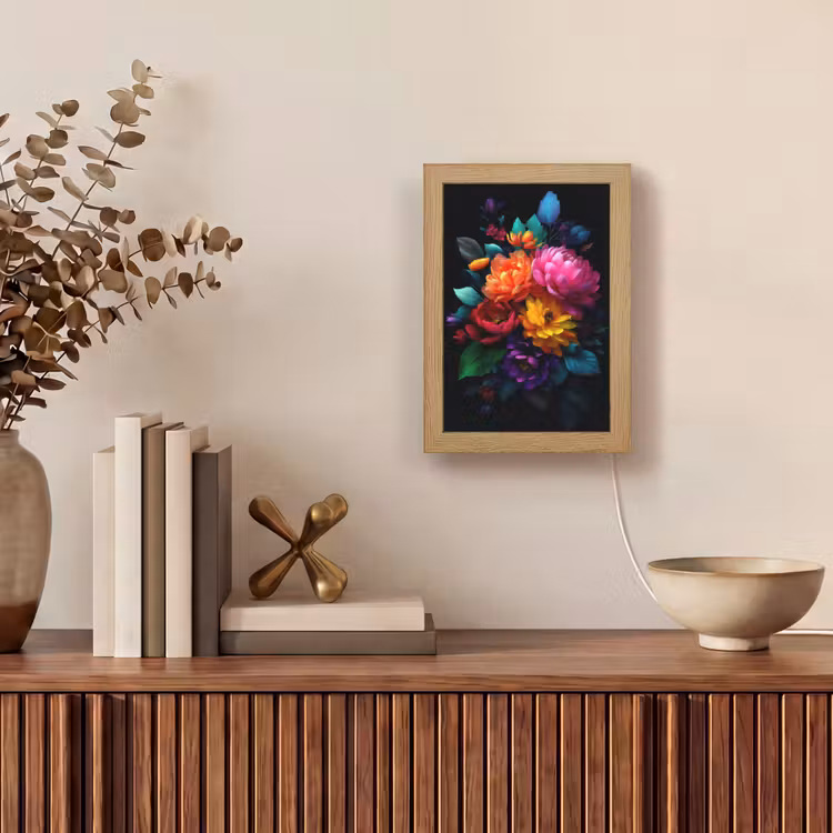 Boeket - Bloemen - Kleur Light Box met kabel (Tafellamp) klein -sfeer2