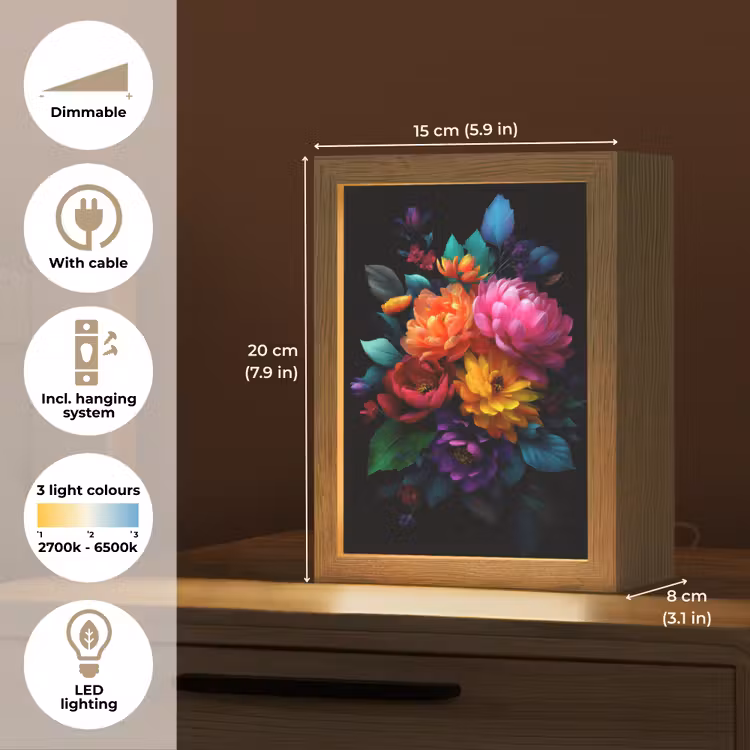 Boeket - Bloemen - Kleur Light Box met kabel (Tafellamp) klein -USP_EN