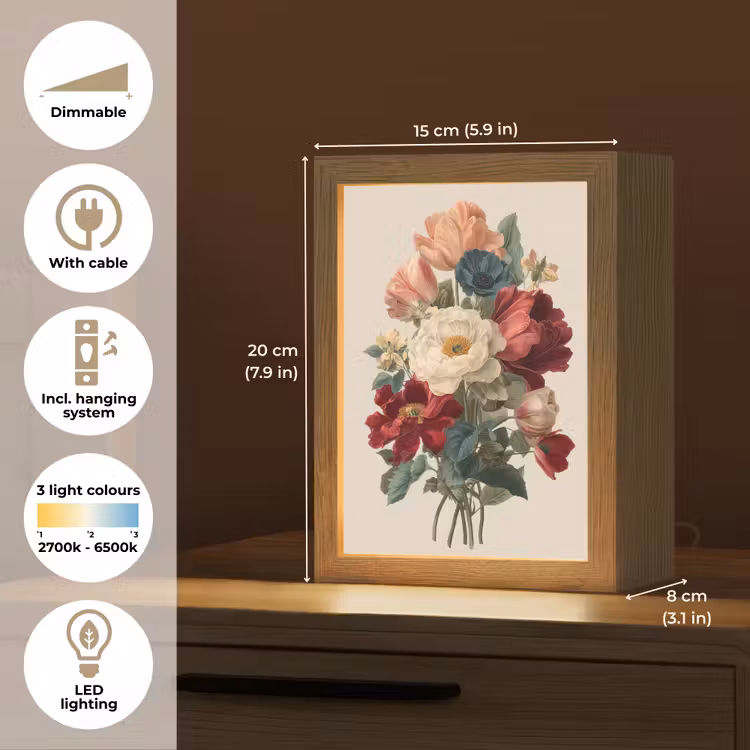 Boeket - Warme tinten - Elegant Light Box met kabel (Tafellamp) klein -USP_EN