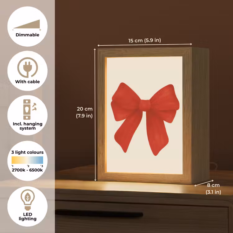Strik - Symmetrisch - Rood - Lint Light Box met kabel (Tafellamp) klein -USP_EN