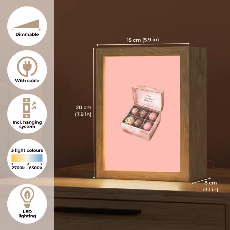 Doosje - Bonbons - Liefdevolle - Tekst Light Box met kabel (Tafellamp) klein -USP_EN