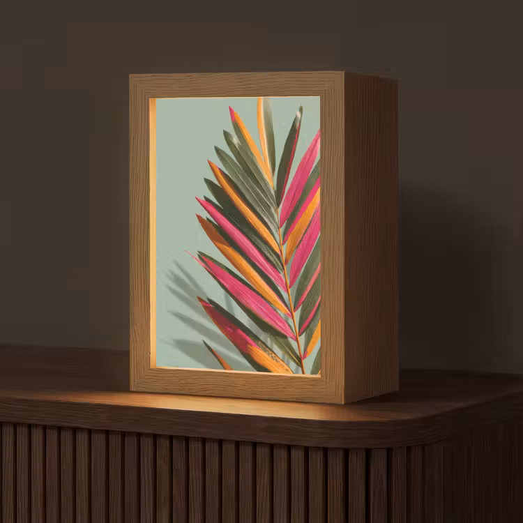 Tak - Bladeren - Kleurrijk - Schaduw Light Box met kabel (Tafellamp) klein -z3d_website