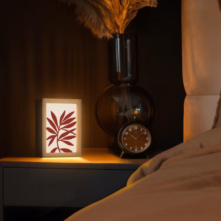 Tak - Bladeren - Rood Light Box met kabel (Tafellamp) klein -sfeer1