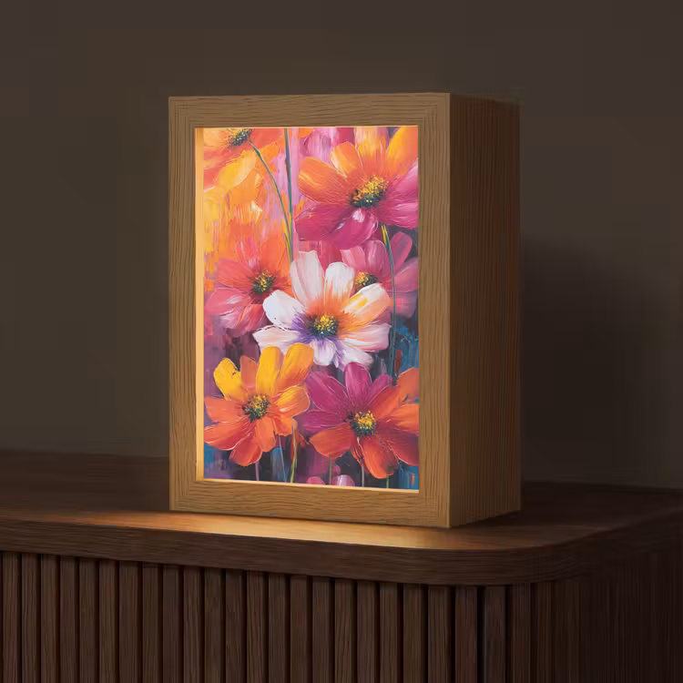 Felle bloemen - Dynamisch - Levendig Light Box met kabel (Tafellamp) klein -z3d_website