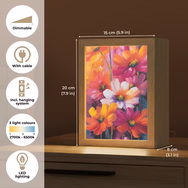 Felle bloemen - Dynamisch - Levendig Light Box met kabel (Tafellamp) klein -USP_EN