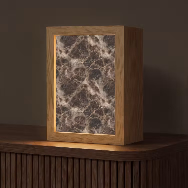 Bruin - Goud - Marmer Light Box met kabel (Tafellamp) klein 925 -z3d_website