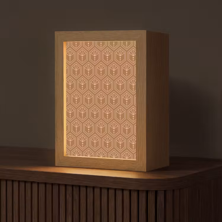 Bruin - Roze - Geometrisch - Patroon Light Box met kabel (Tafellamp) klein 925 -z3d_website