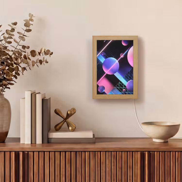 Bollen - Neon - Lijnen - Roze Light Box met kabel (Tafellamp) klein -sfeer2